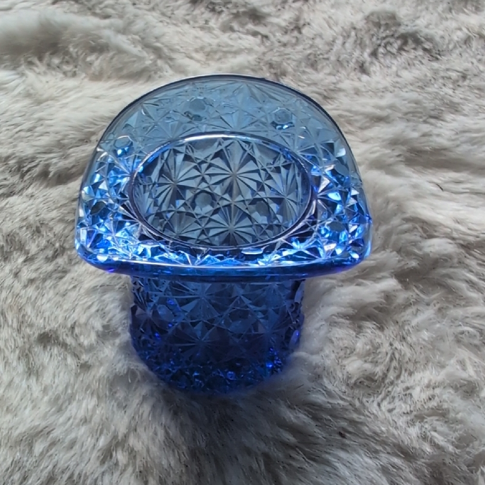 Fenton Blue Glass Candle Holder